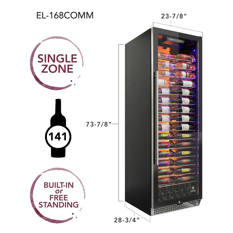 Vinotemp International Private Reserve Series 141-Bottle Commercial 168 Single-Zone Wine Cooler