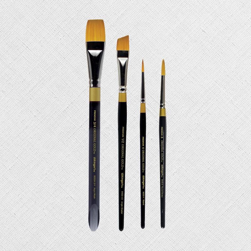 Kingart 4pc Original Gold Paint Brush Set
