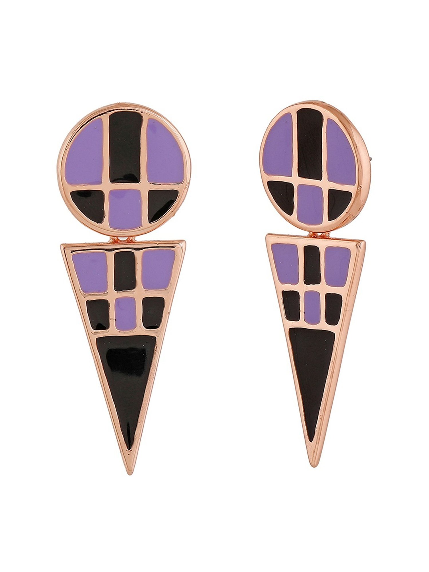 Estele Rose Gold-Plated Geometric Designer Dangler Earrings