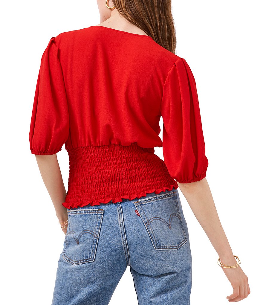 1. STATE V-Neck Smocked Waist Top