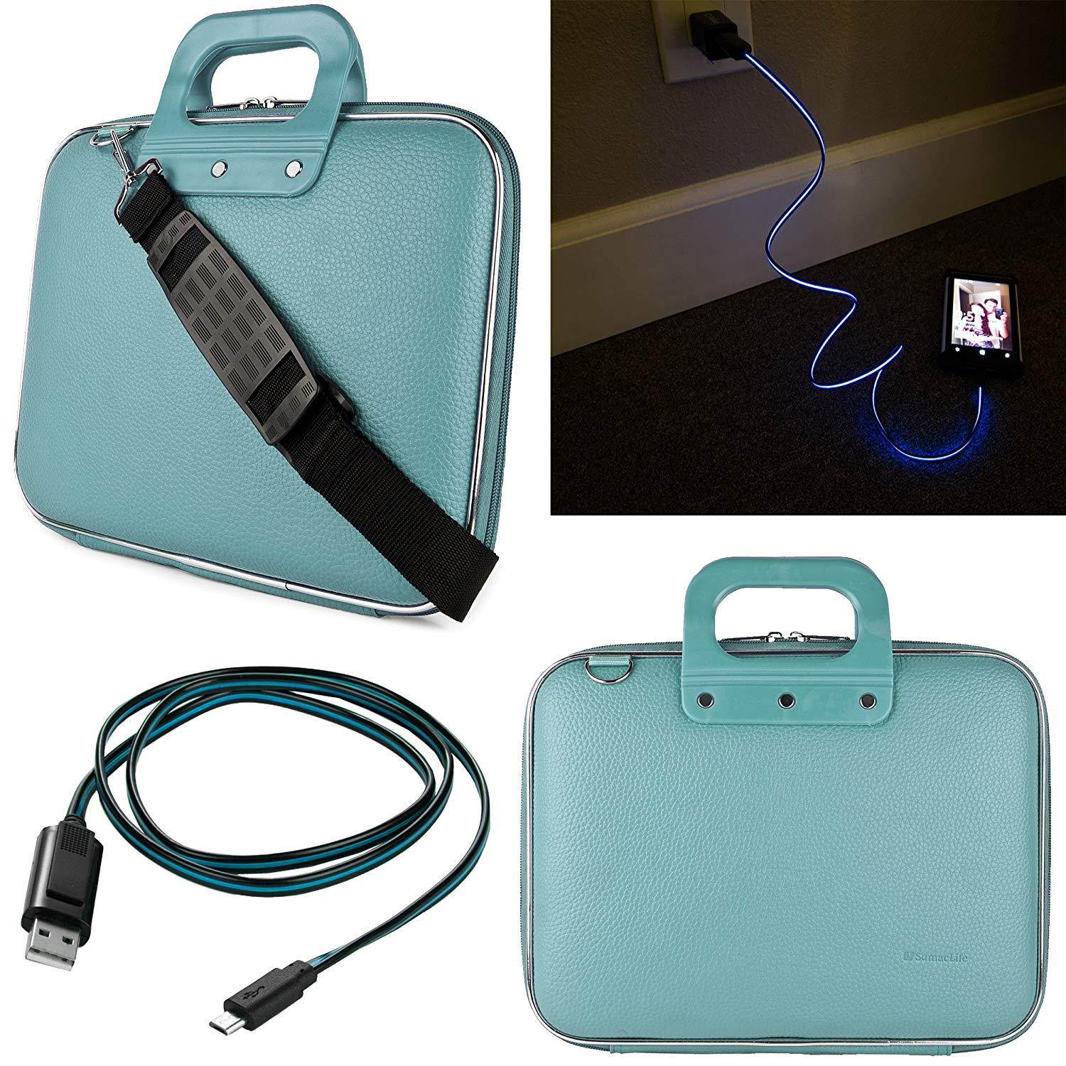 SumacLife Cady 10.1-inch Tablet Messenger Bag Alcatel OneTouch Pixi 3 10 & Pop 10 Lightning Micro USB Data Cable (Blue)