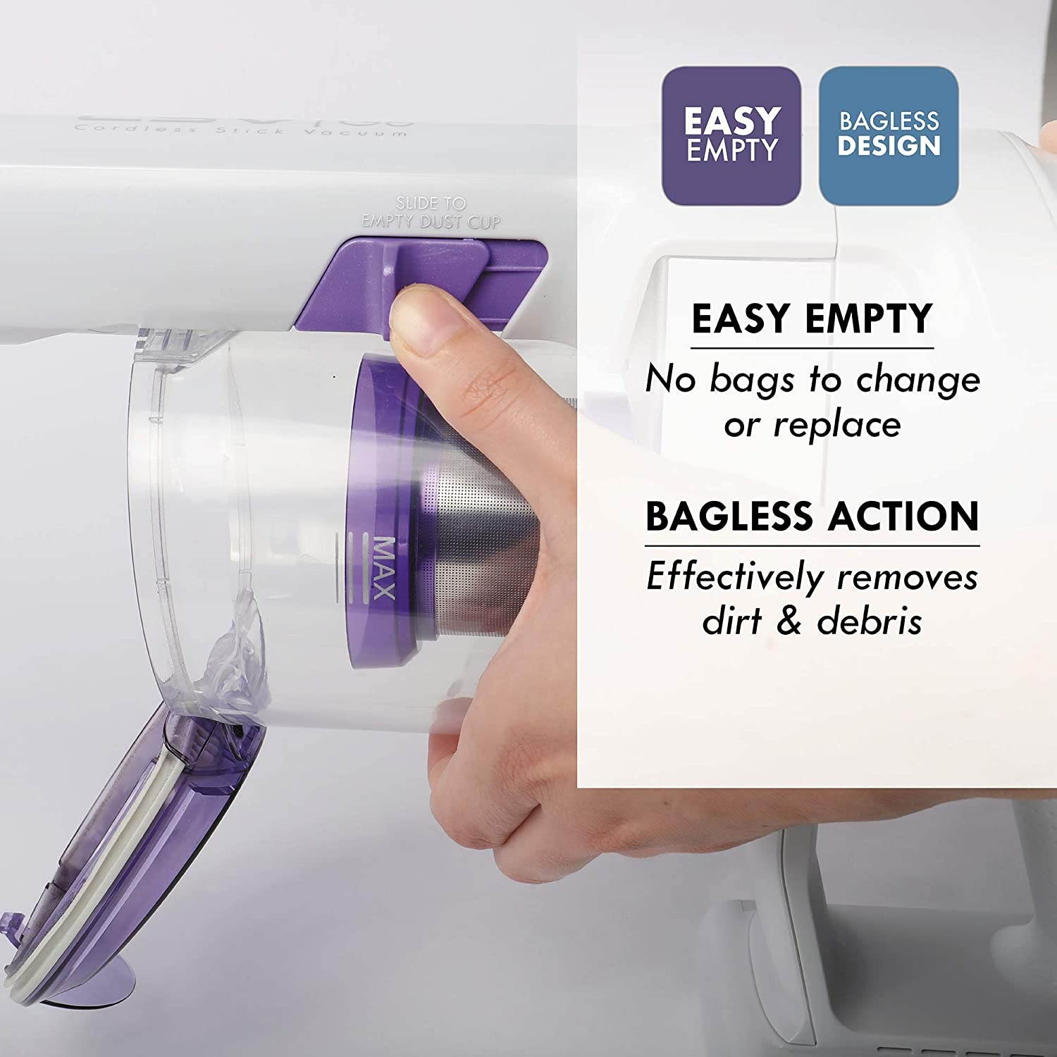 Kenmore 21.6V Lightweight 2-in-1 Vacuum, Hybrid, HEPA Filter, Lithium Ion Battery, 2-Speed Settings, Combo Tool Cordless Stick Vac, Purple