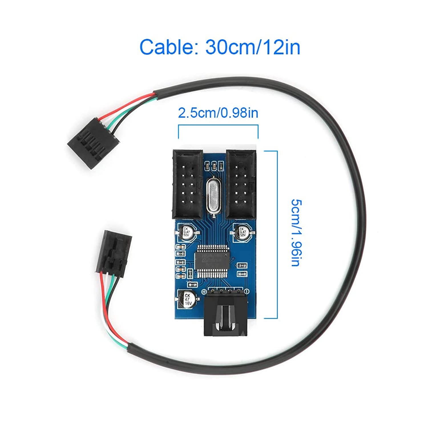 Rocketek Motherboard 9 pin Header Male 1 to 2 Female Extension Splitter Cable Desktop 9-Pin USB 2.0 HUB Connector Adapter for Port Multiplier