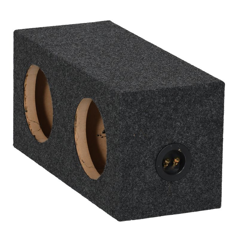 QPower 6.5-Inch Heavy-Duty Dual Sealed Carpet-Covered Durable Vehicle Subwoofer Enclosure Woofer Box, Charcoal Gray