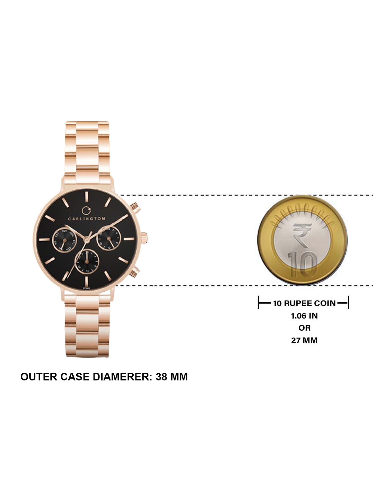 Carlington Iconic 2039 RoseBlack Chronograph Watch for Women