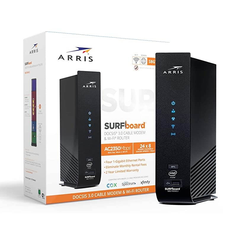 SURFboard SBG7400AC2 DOCSIS 3.0 Cable Modem & AC2350 Dual-Band Wi-Fi Router, Approved for Cox, Spectrum, Xfinity & others (black)