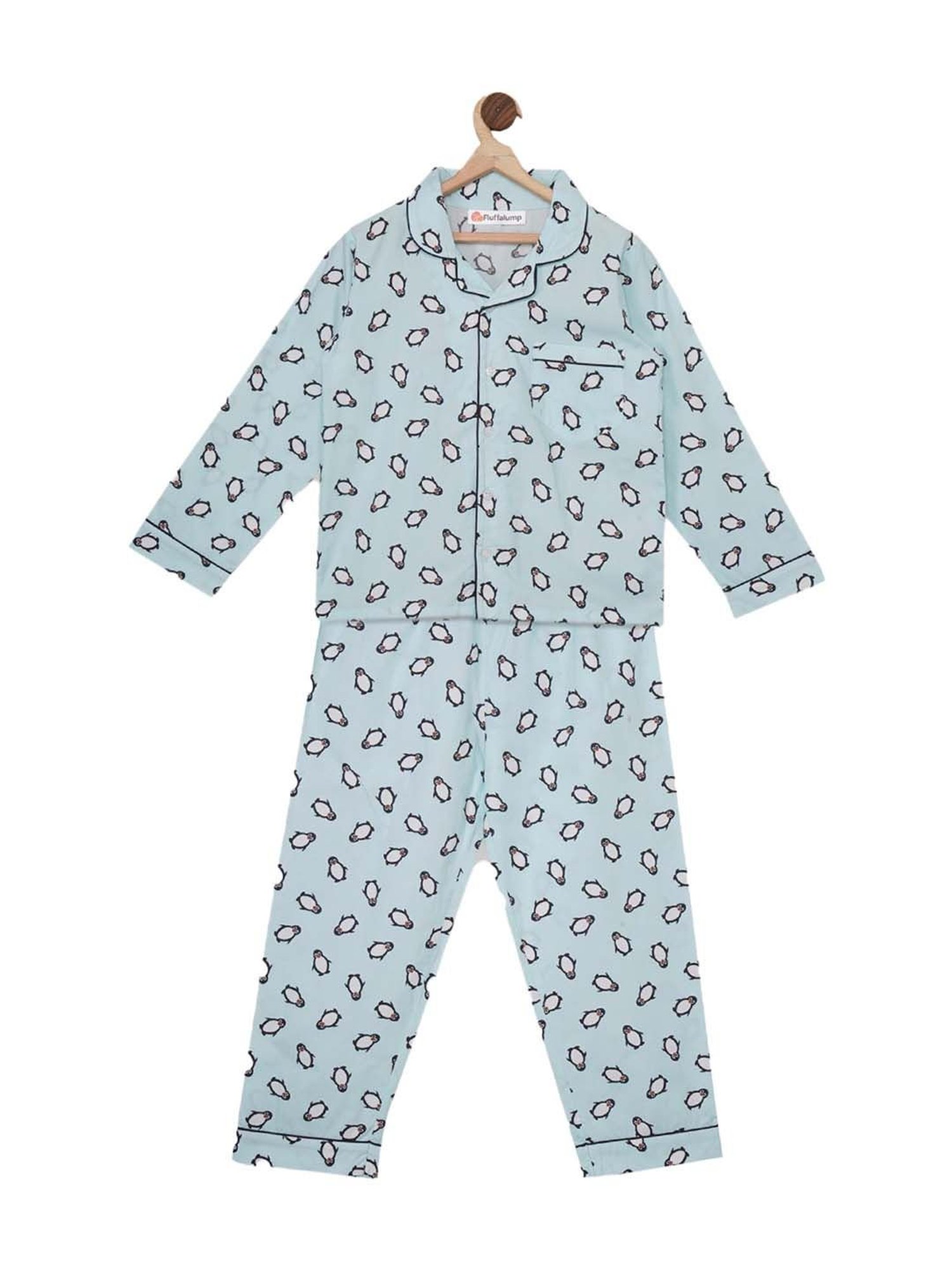 Fluffalump Boys Multicolor Cotton Printed Nightwear Top & Pants Set