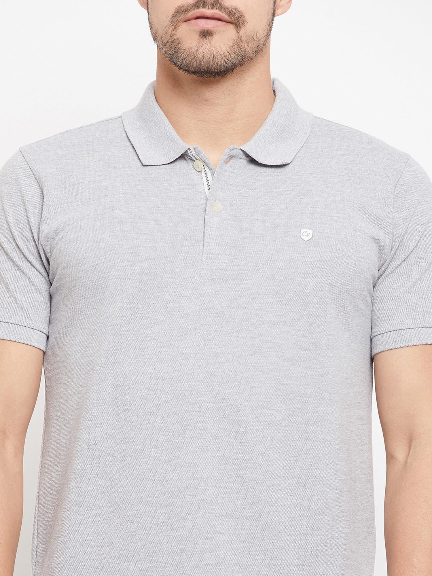 Cantabil Grey Melange Regular Fit Polo T-Shirt