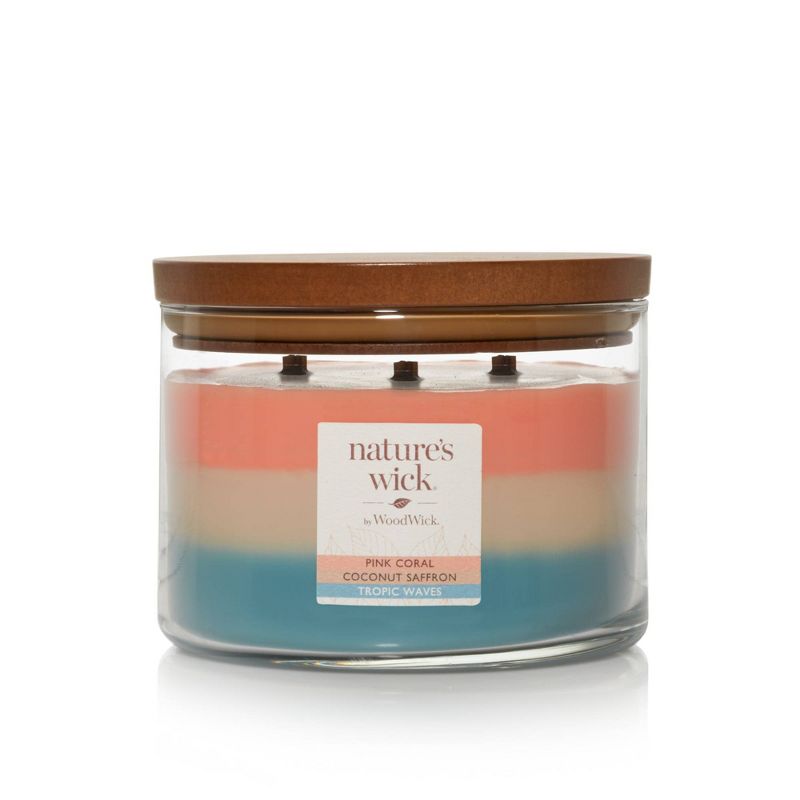 Lidded Glass Jar Wooden Wick Trio Pink Coral Candle - Nature's Wick