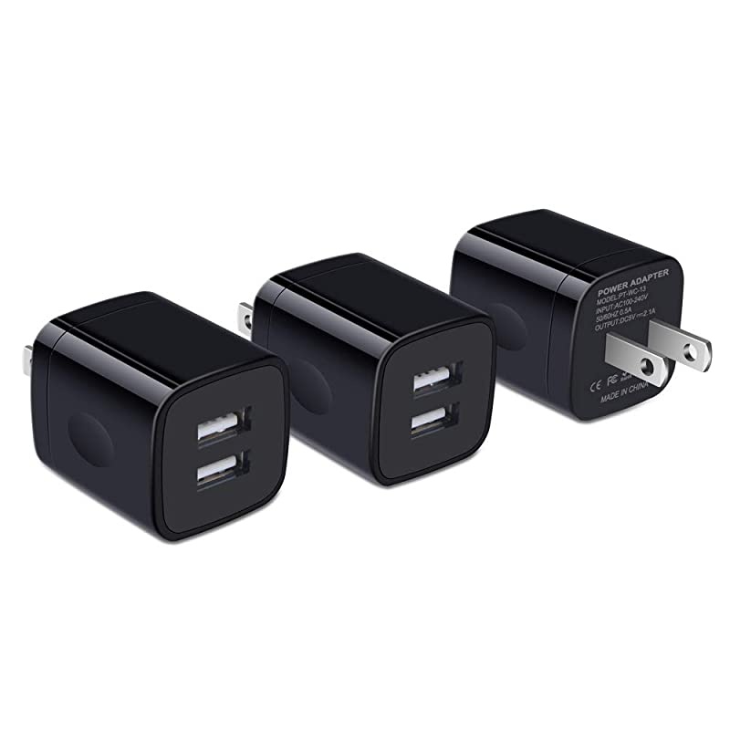 Wall Charger Box, 3Pack 2.1A Dual Charging Block Brick Power Adapter Cube for iPhone 12 Pro/Mini/Pro Max/SE/11/Xs Max/X, Samsung S21/S20 FE/Ultra 5G Note 21/20, LG, Google, Moto, Android Phone