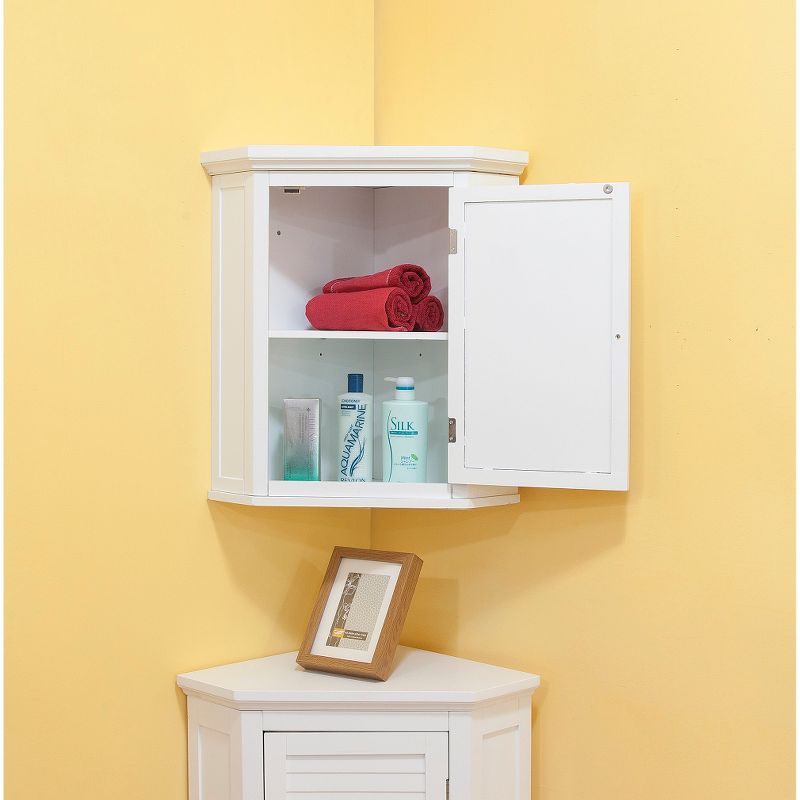 Slone White Shuttered Corner Cabinet - Elegant Home Fashion