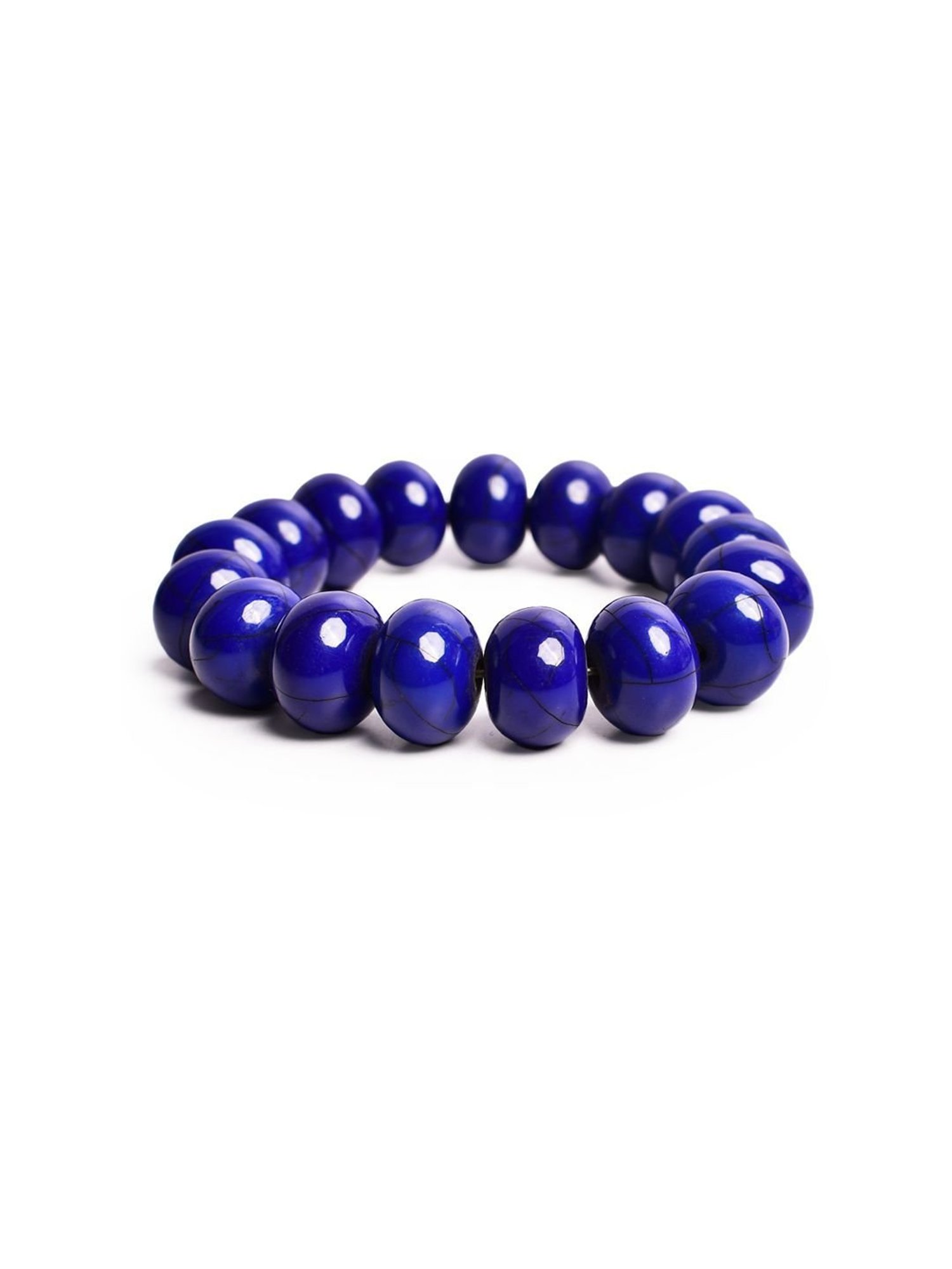 IMLI STREET Blue Artificial Beaded Stretchable Bracelet for Women