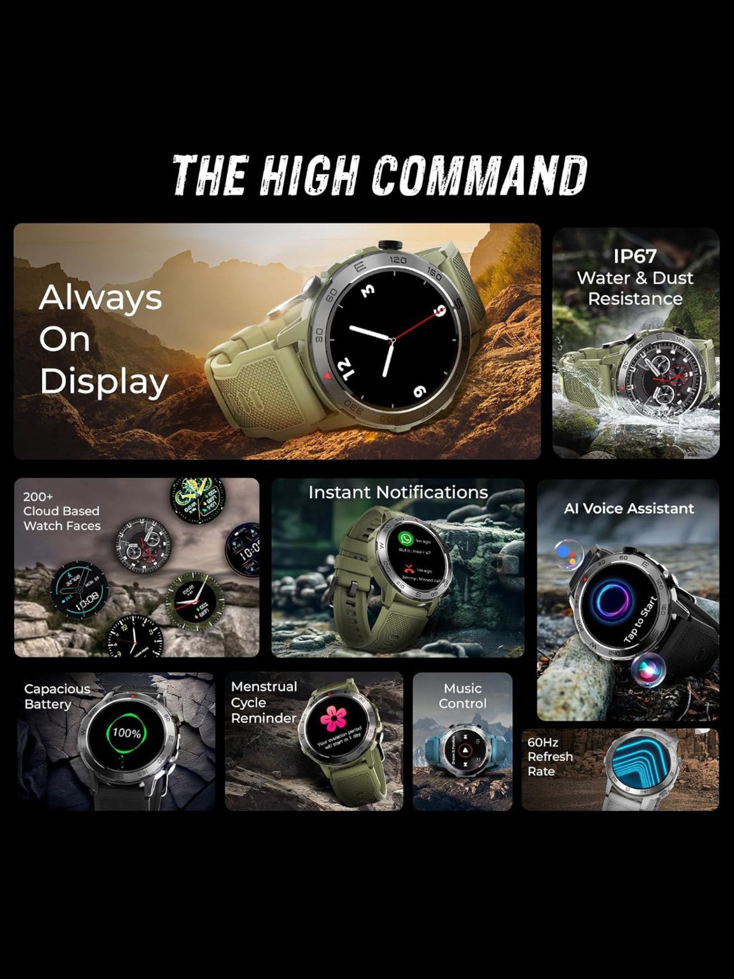 beatXP Duke Rugged BT Calling Smartwatch with 1.43 inch Round Super AMOLED Display (Silver)