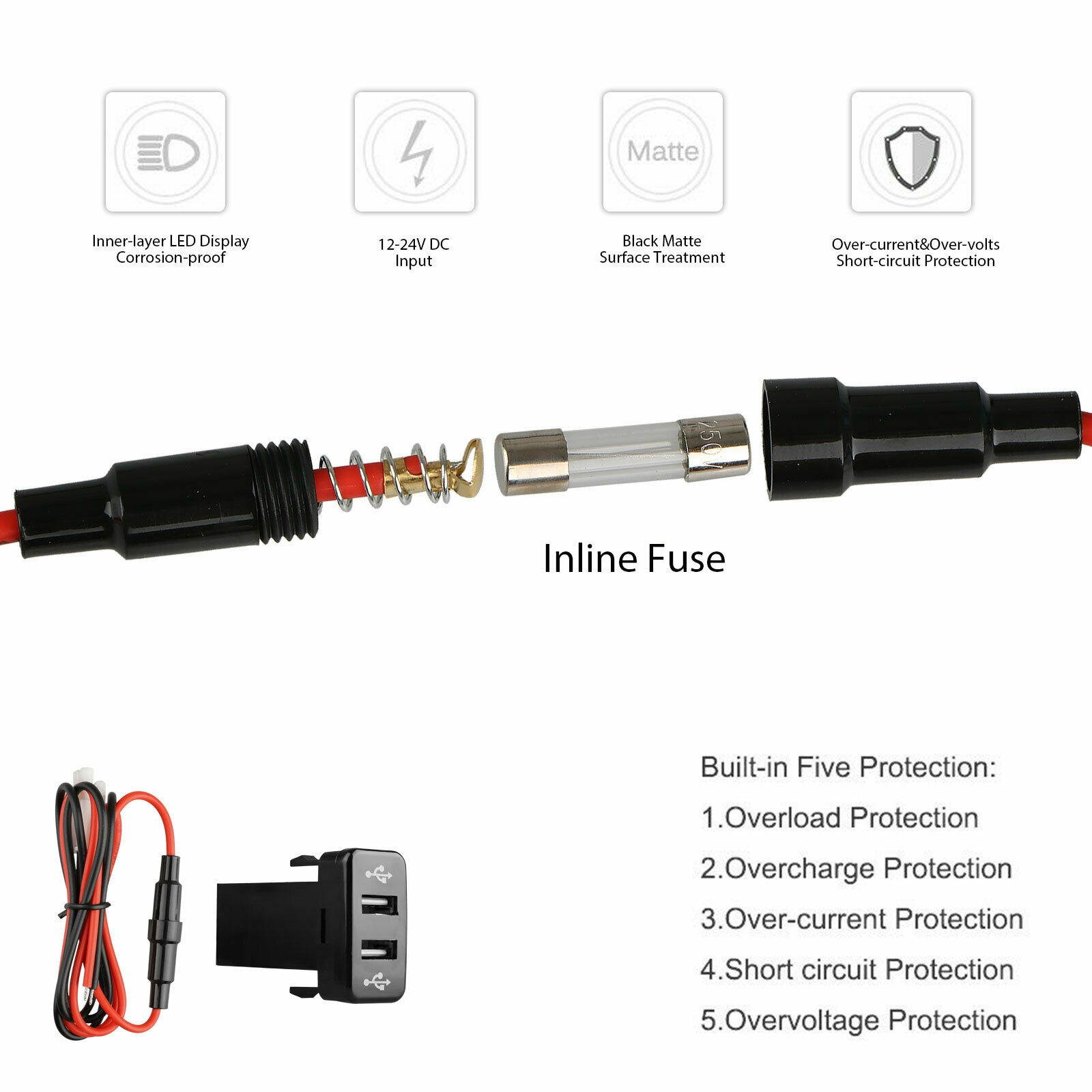 3.1A Car Charger Socket Dual 2 USB Port Charging Power Adapter Outlet for Toyota