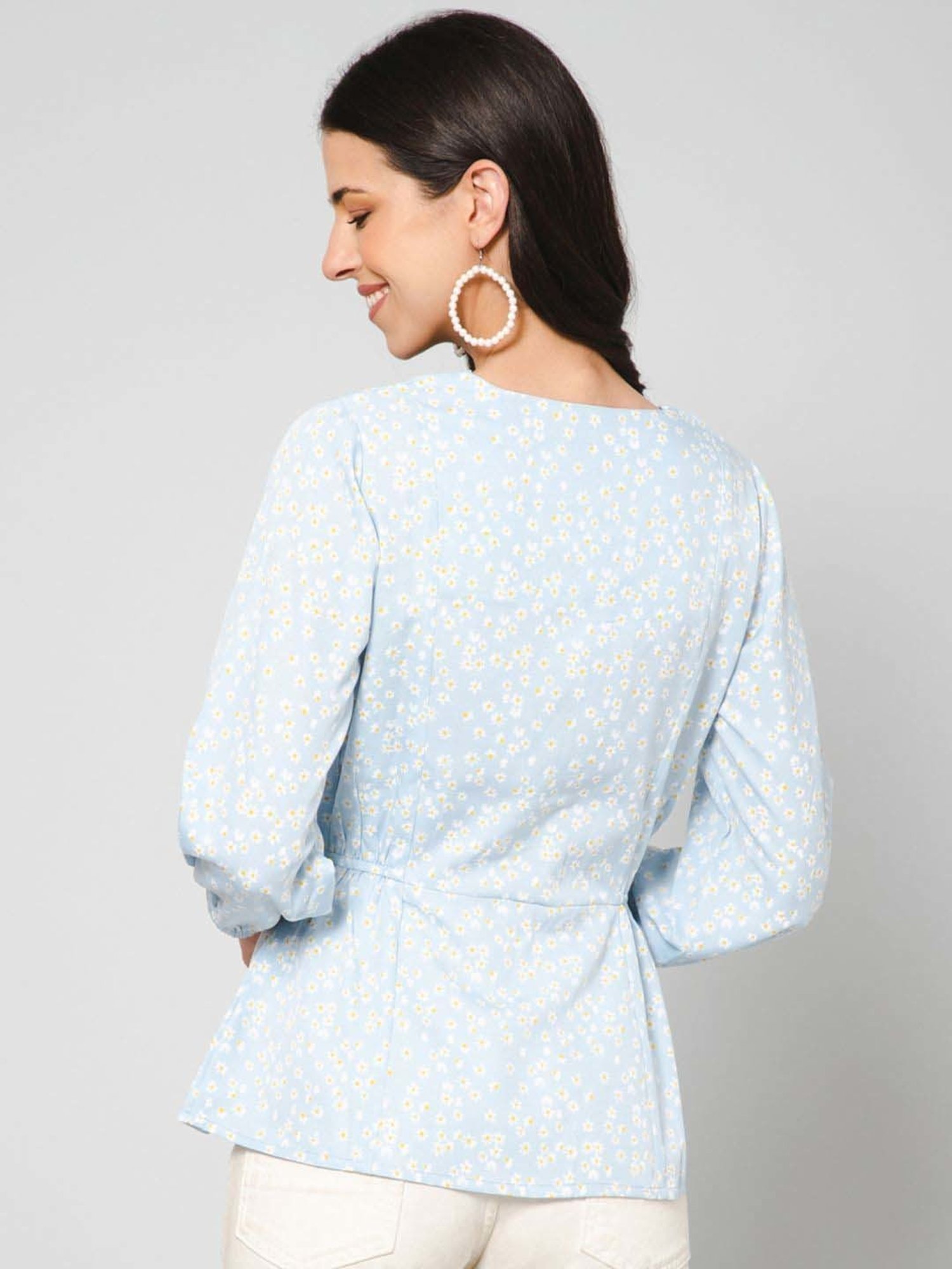 PURYS Blue Printed Top