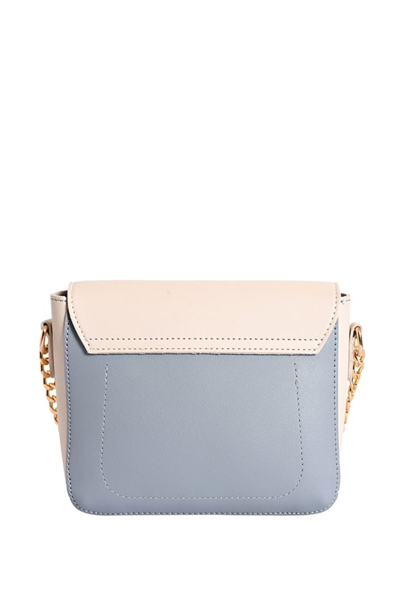 Lino Perros Blue & White Color Block Flap Sling Bag