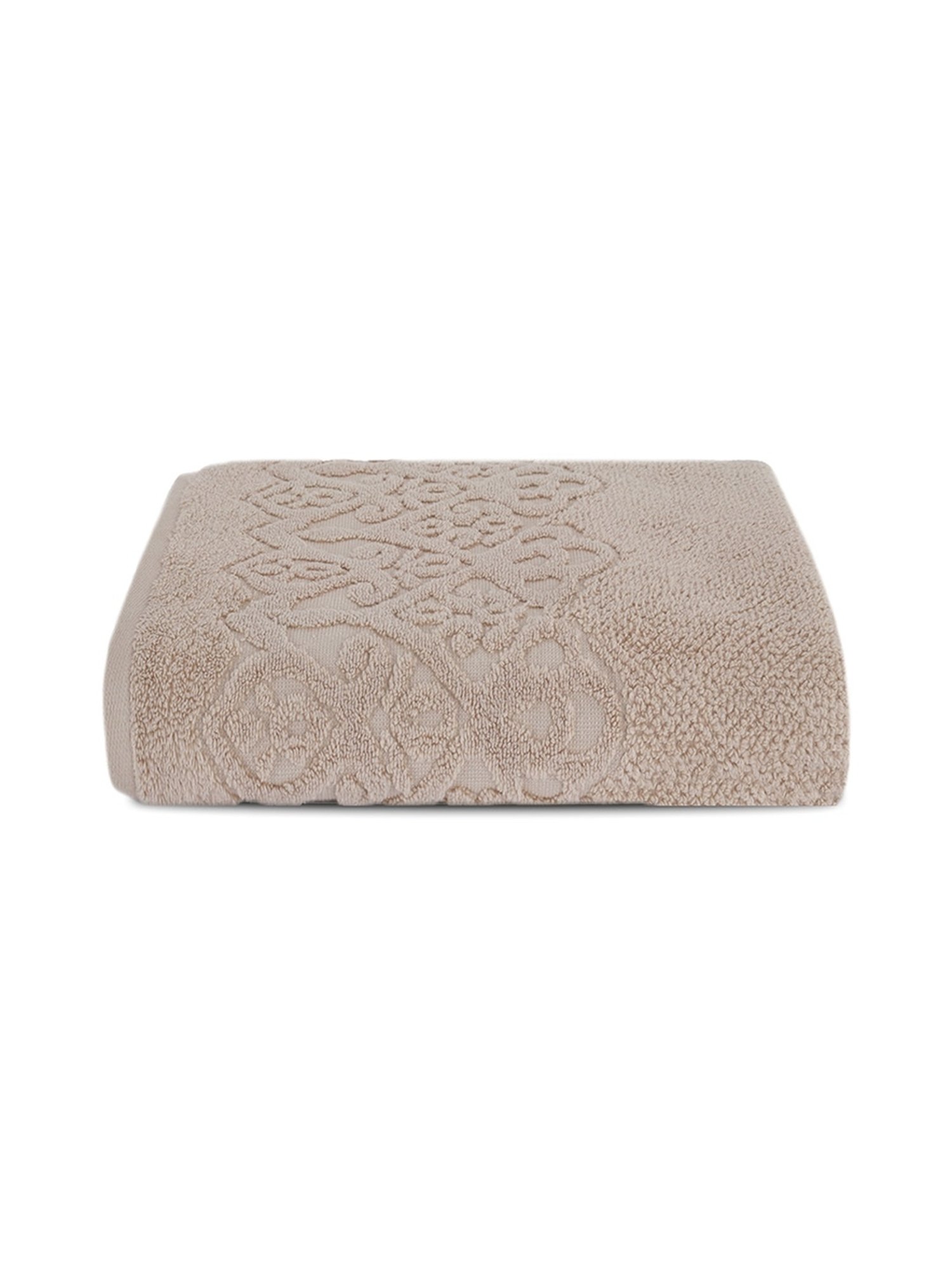 Maspar Super Soft Jacquard Beige Cotton 550 GSM Bath Towel - Set of 1