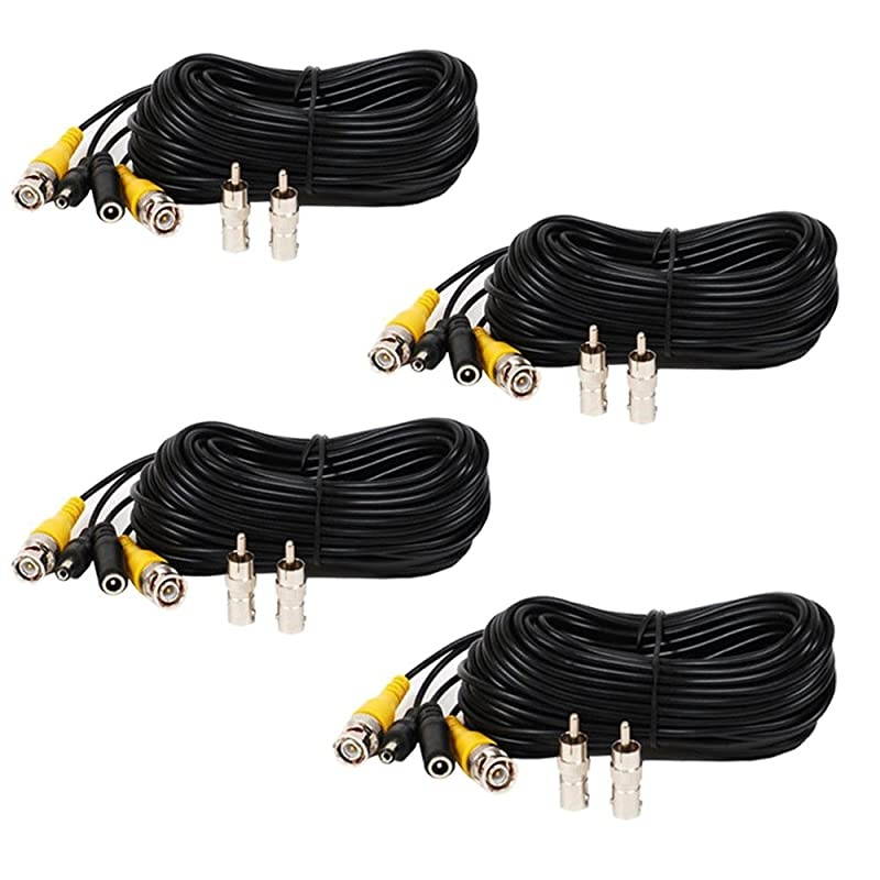 4 Pack 10ft CCTV Security Surveillance Camera Video Power Cable PreMade AllinOne BNC RCA Cable