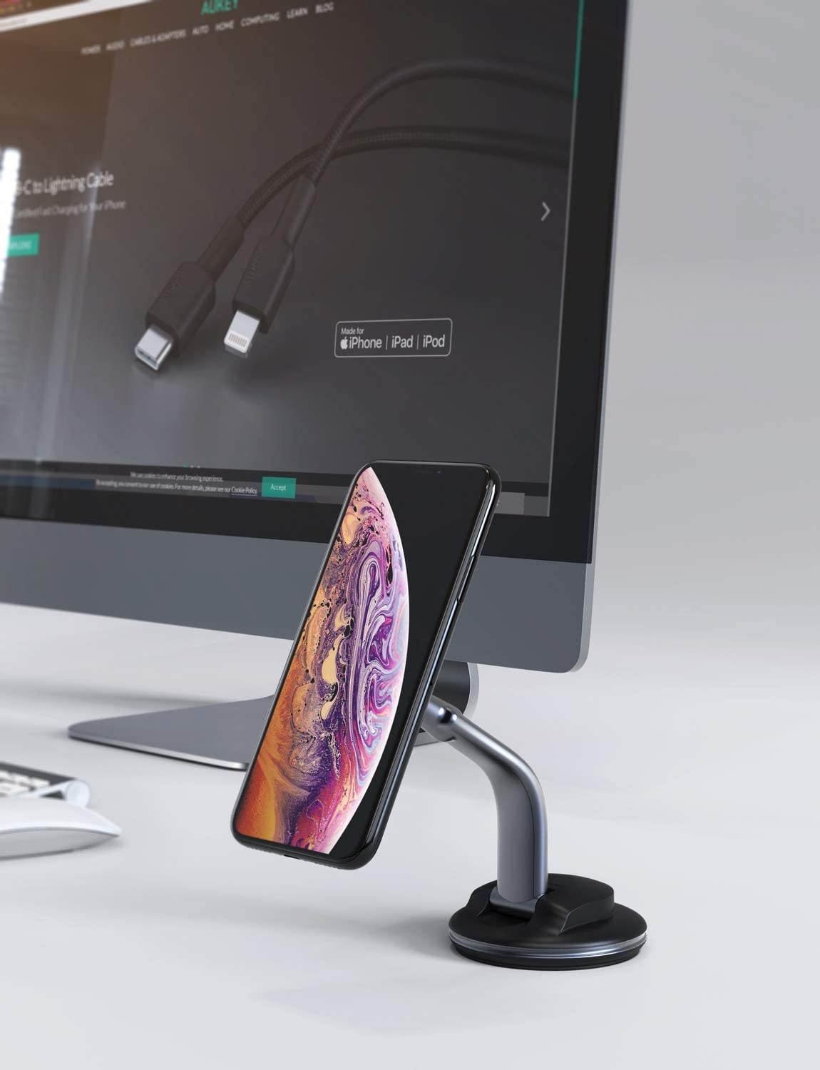 Car Phone Mount 360 Degree Rotation Dashboard Magnetic Cell Phone Holder for Car Compatible with iPhone 11 Pro Max / 11 / XS Max/XS / 8/7, Samsung Galaxy S10+, Google Pixel 3 XL, and More