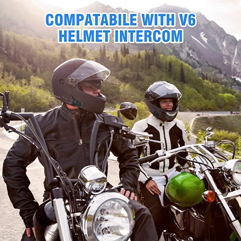 Pack] EJEAS V4 Bluetooth Motorcycle Helmet Headset, Bluetooth Intercom Interphone System for 4 Riders Talking at The Same Time Waterproof IP65 Talking Range 1500m GPS Hands-Free Stereo Music
