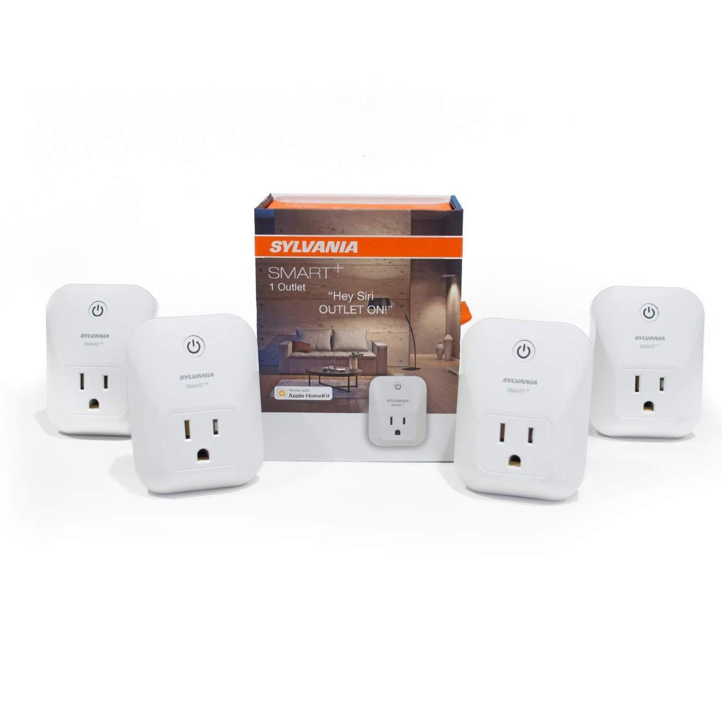 SYLVANIA General Lighting 70741 SYLVANIA 74582 + Bluetooth Smart Plug, Works with Apple Homekit and Siri Voice Control, No Hub Required for Set up, 4 Pack, Outlet