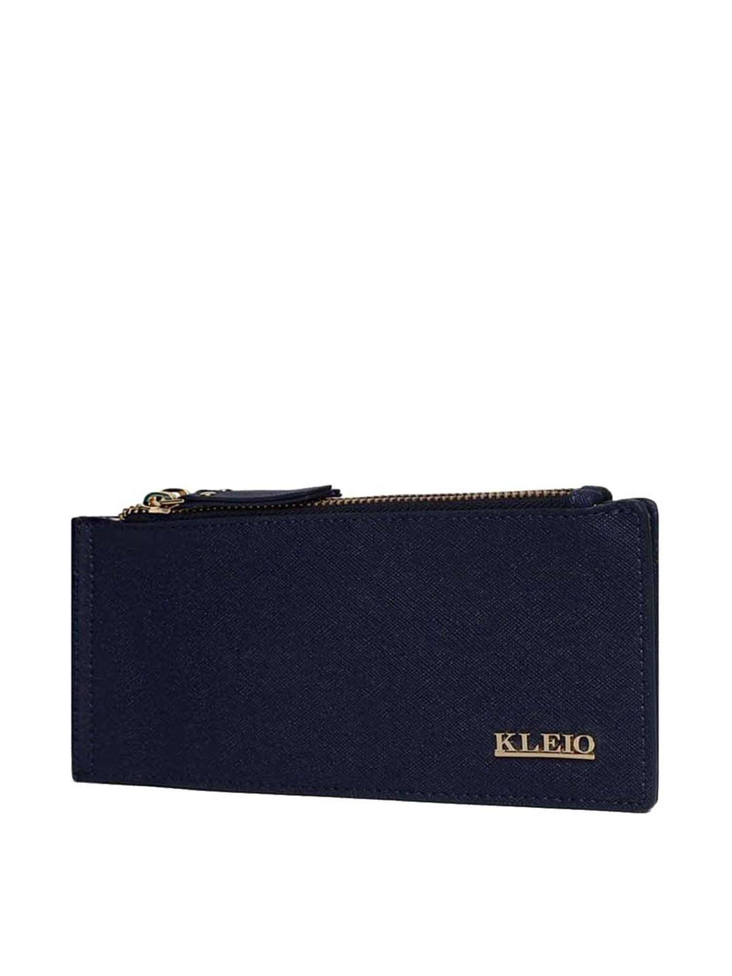 KLEIO Blue Solid Bi-Fold Wallet for Women
