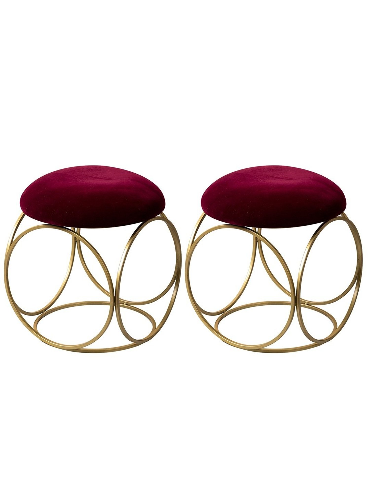 Nestroots Solid Maroon Velvet Puffy Pouffes Foot Stool Ottoman