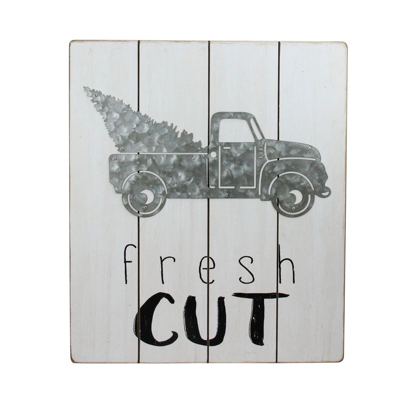 Ganz 15.75" Gray and Black "fresh CUT" Galvanized Truck Christmas Wall Hanging