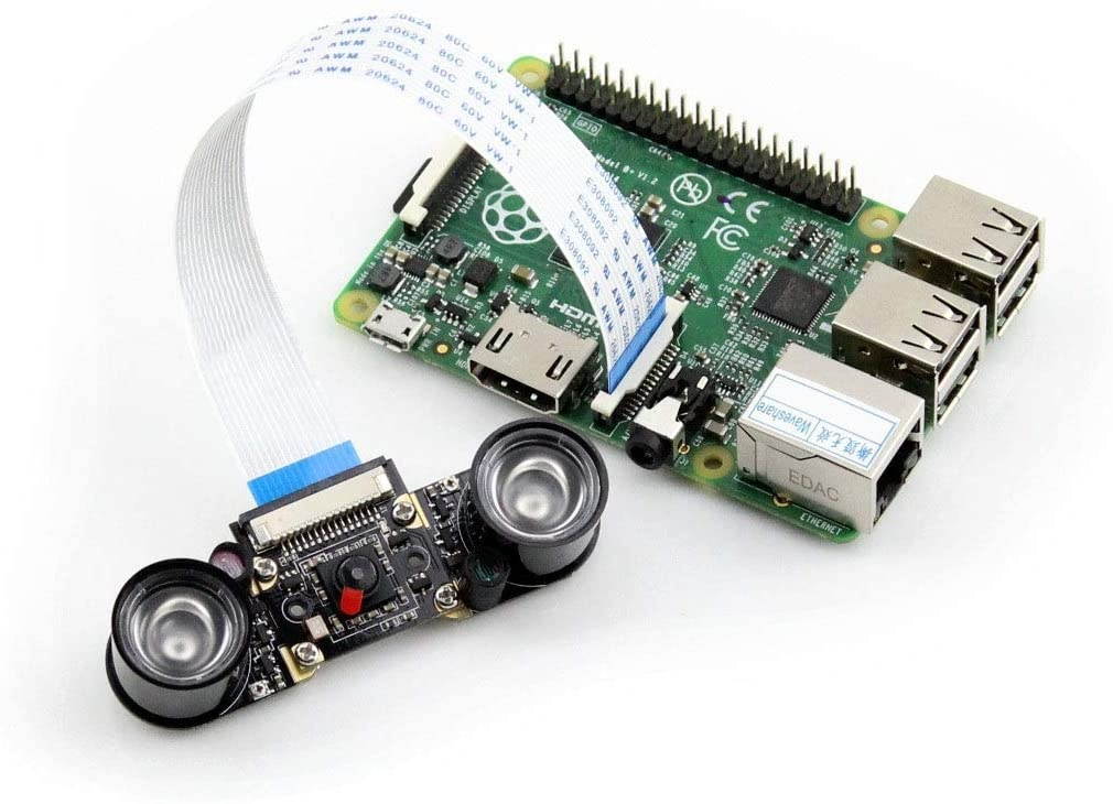 Waveshare Raspberry Pi Camera Module OV5647 Night Vision 5MP Webcam Video 1080p for Any Version of Raspberry-pi A/A+/B/B+/2 B