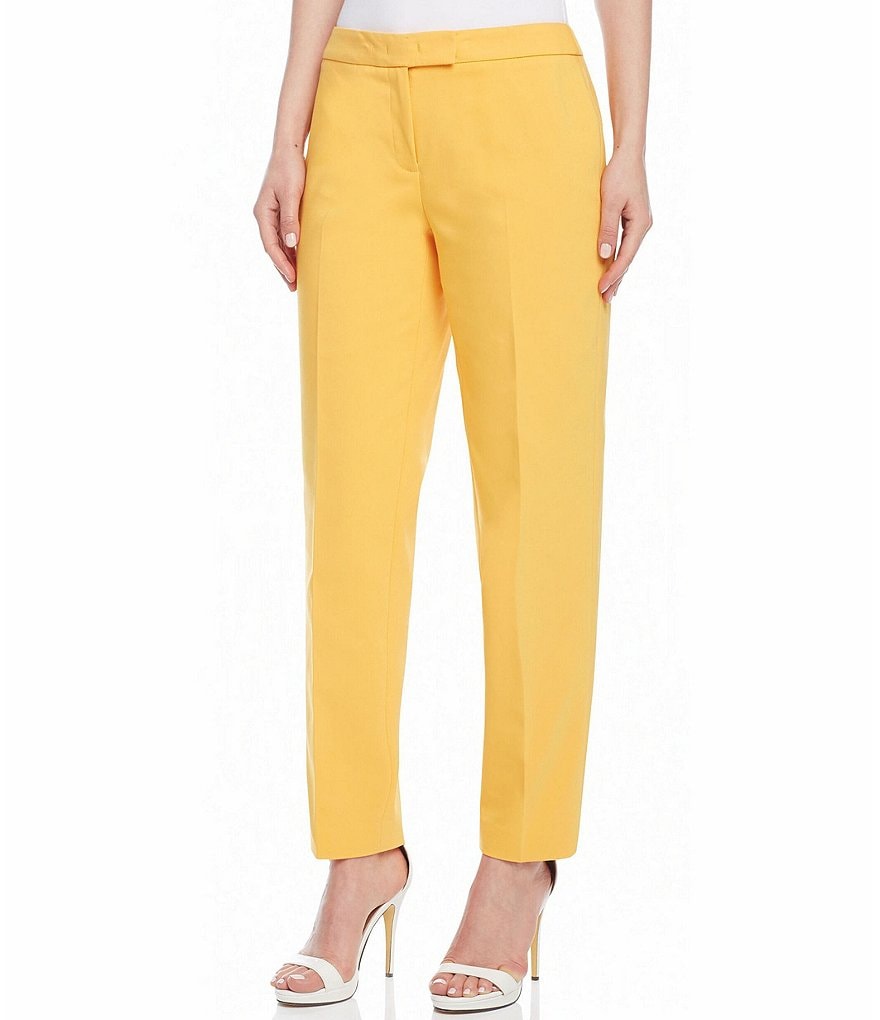 Anne Klein Bowie Cotton Double Weave Slim Leg Pants