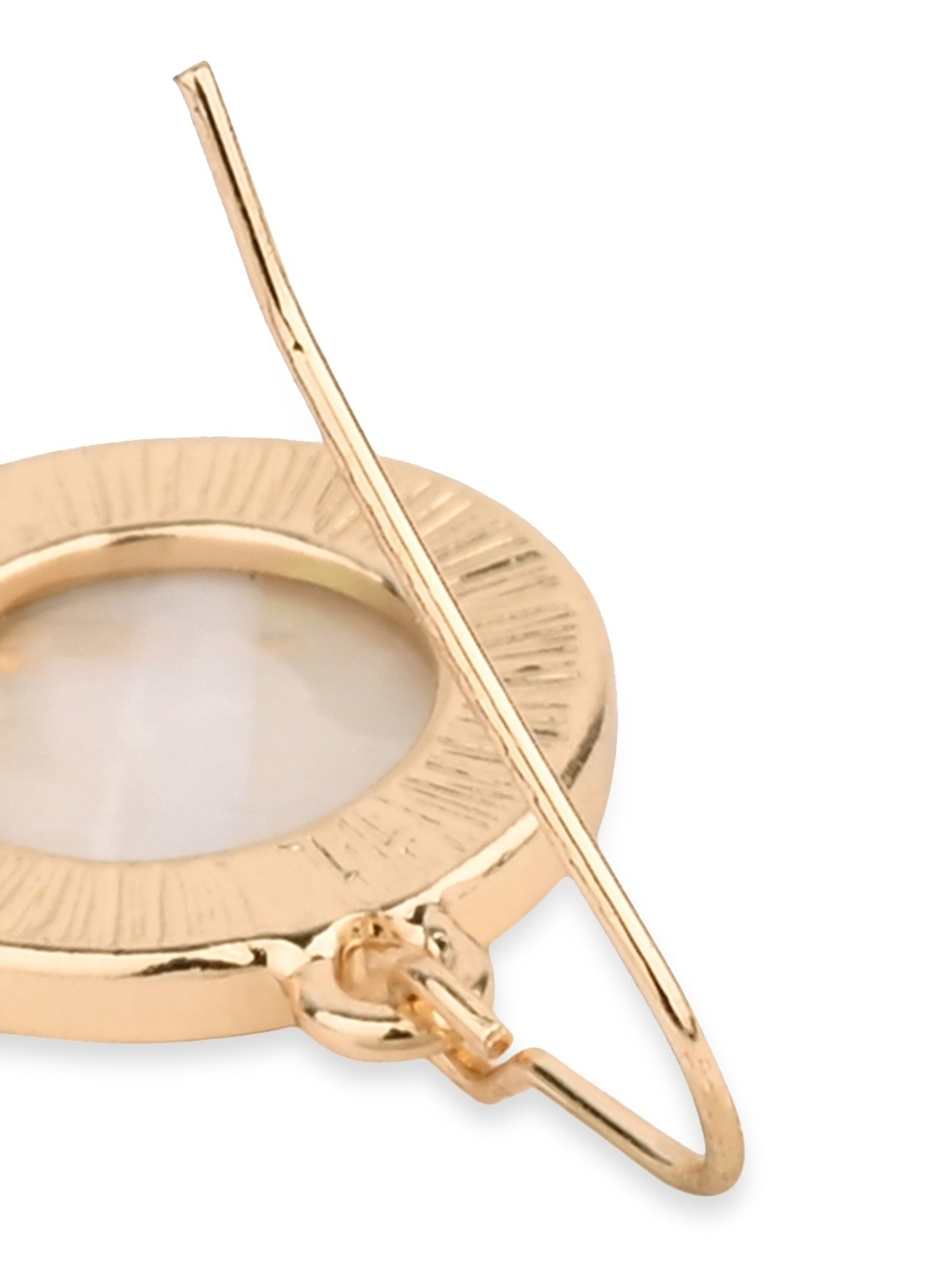 Accessorize London Gold Moonstone Circle Leaf Drop Earrings