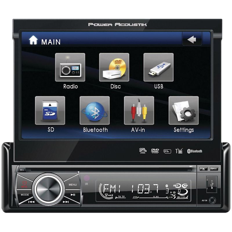 Power Acoustik 7 Single-DIN In-Dash Flip-Up Source Unit w/Bluetooth 2.0 POWPTID8920B