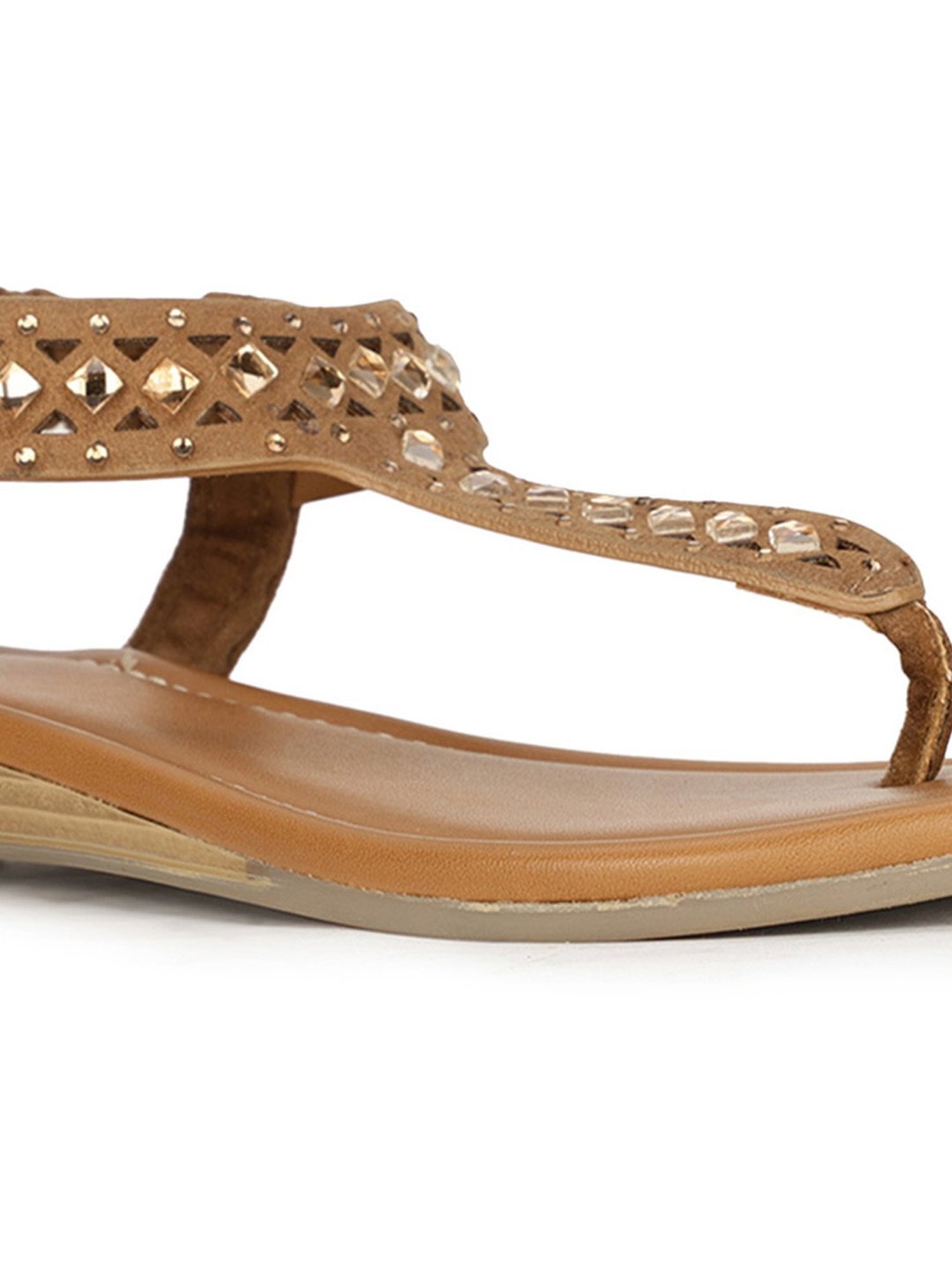 Bata Women's Tan T-Strap Wedges