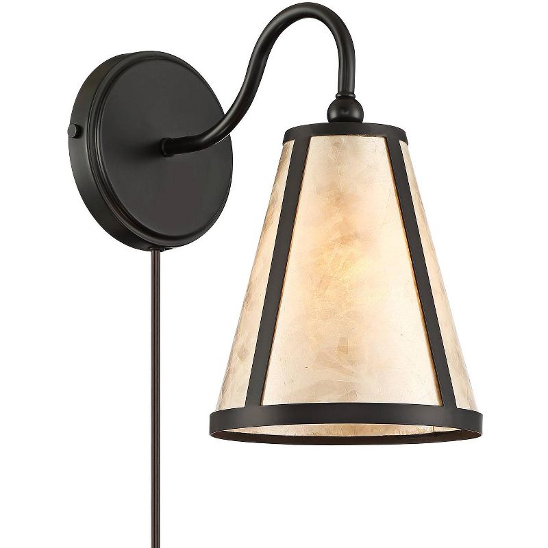 Franklin Iron Works Solano Mica Shade Plug-In Wall Lamps Set of 2