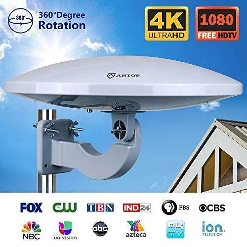 outdoor tv antenna,antop ufo amplified attic hdtv antenna,65 mile long range omni-directional reception for 1080p 4k free tv ch