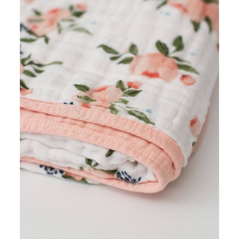 Touched by Nature Baby Organic Cotton Muslin Tranquility Blanket, Blue Elephant, One Size