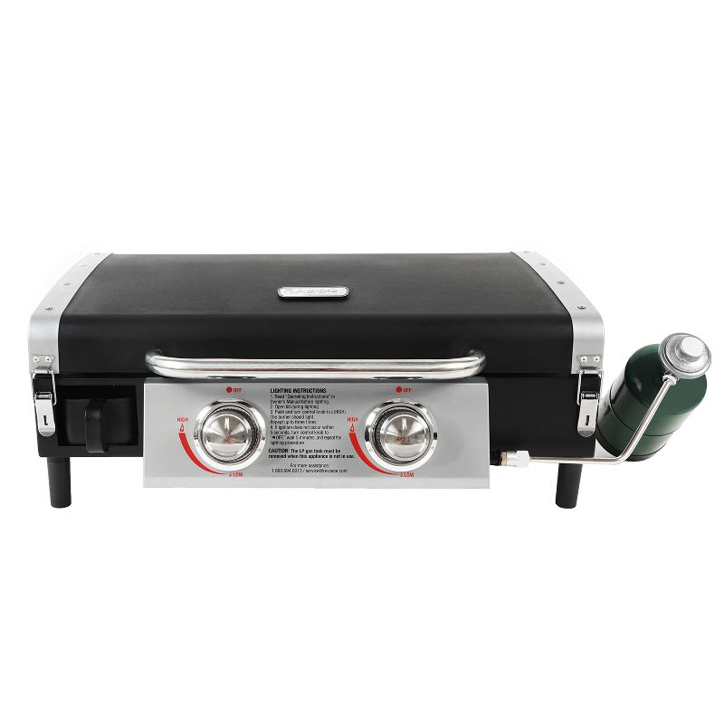 Razor Griddle GGT2131M 25 Inch Outdoor 2 Burner Portable LP Propane Gas Grill Griddle, 318 Sq In and Top Cover Lid for BBQ Cooking, Black (Steel)