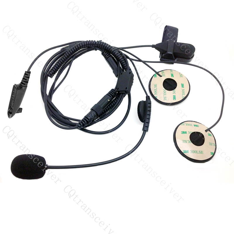 Headset with PTT and Mic for Police Open Face Helmet with Motorola radio plug HT750 HT1250