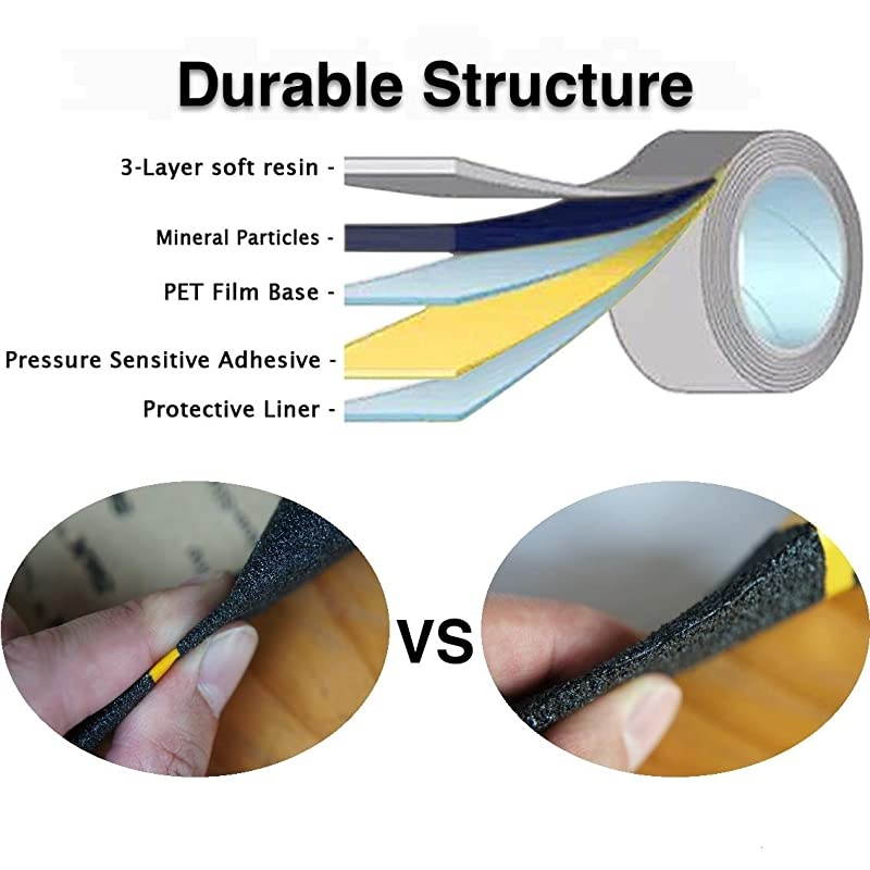 Stairs Treads Non-Slip Tape,Indoor & Outdoor,Safety Treads,6 Inch X 24 Inch,5 PCS/Pack (Black/Reflective)