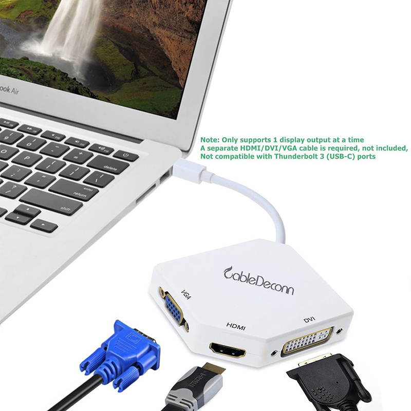 The Cobra Appearance Multi-Function Thunderbolt Mini DisplayPort DP to HDMI VGA DVI Cable Converter Adapter for Mac-Book Suface Pro Air
