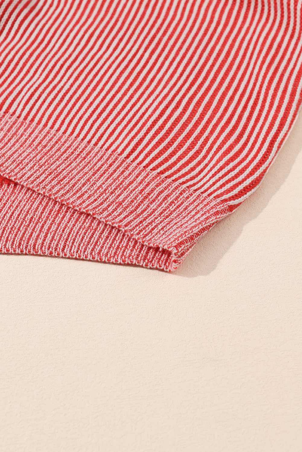 Red Casual Stripe Print Round Neck Sweater