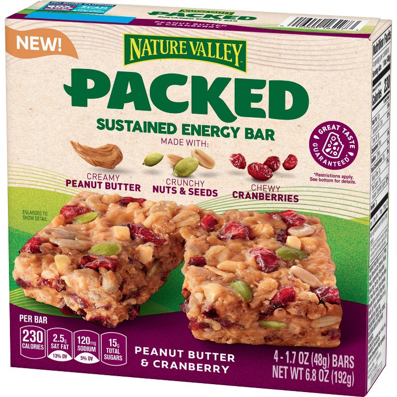 Nature Valley Packed Sustained Energy Bar Peanut Butter & Cranberry - 6.8oz