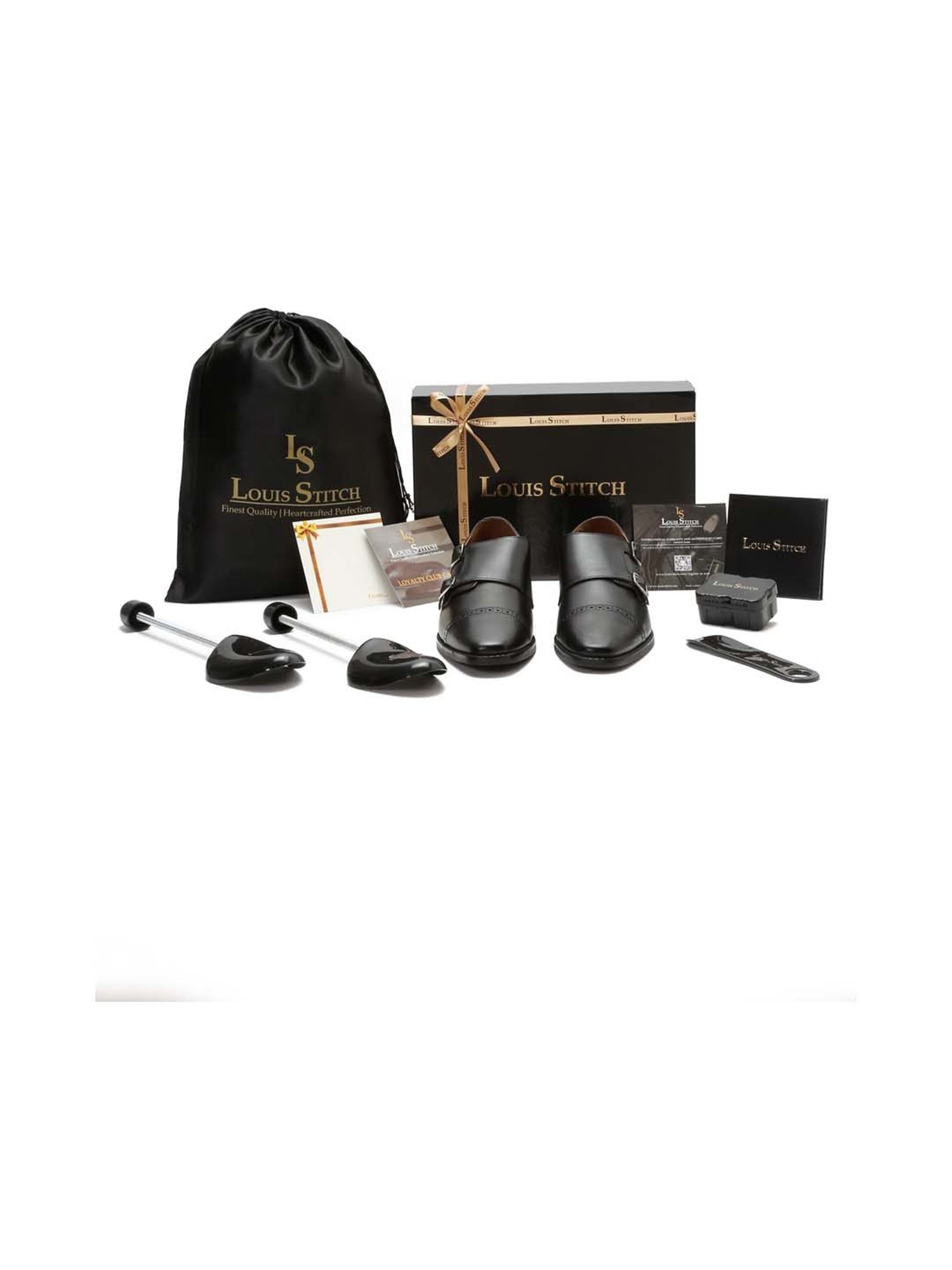 Louis Stitch Men's Black Monk Shoes