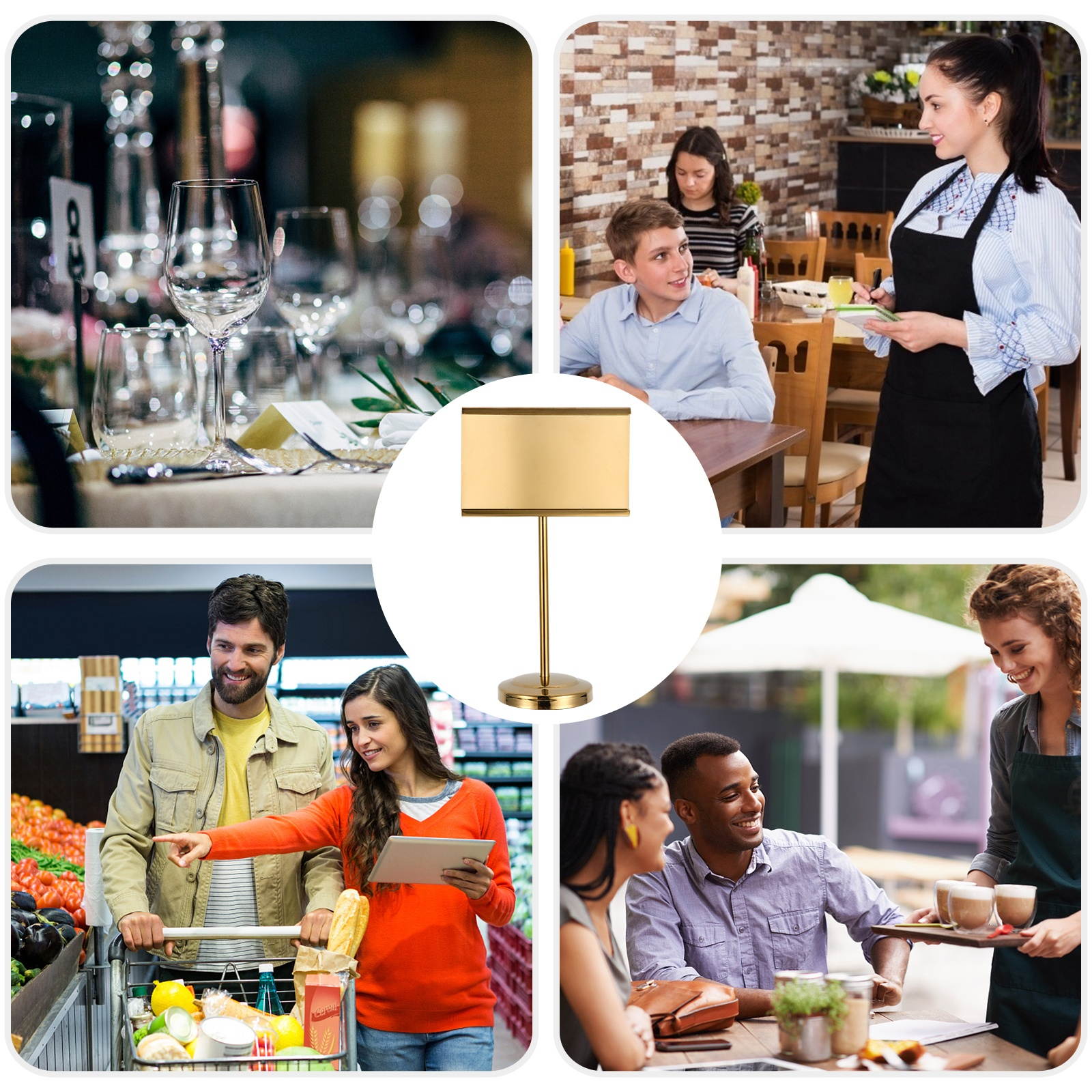 1pc Stainless Steel Menu Stand Stable Table Number Stand  for Hotel Restaurant