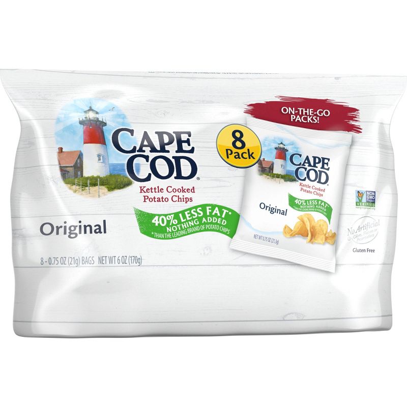 Cape Cod Original Flavored 40% Reduced Fat Kettle Cooked Potato Chips - .75oz / 8ct