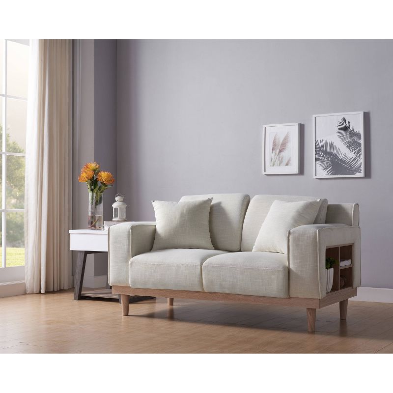 Lane Linen Loveseat with Shelf Cream - HOMES: Inside + Out