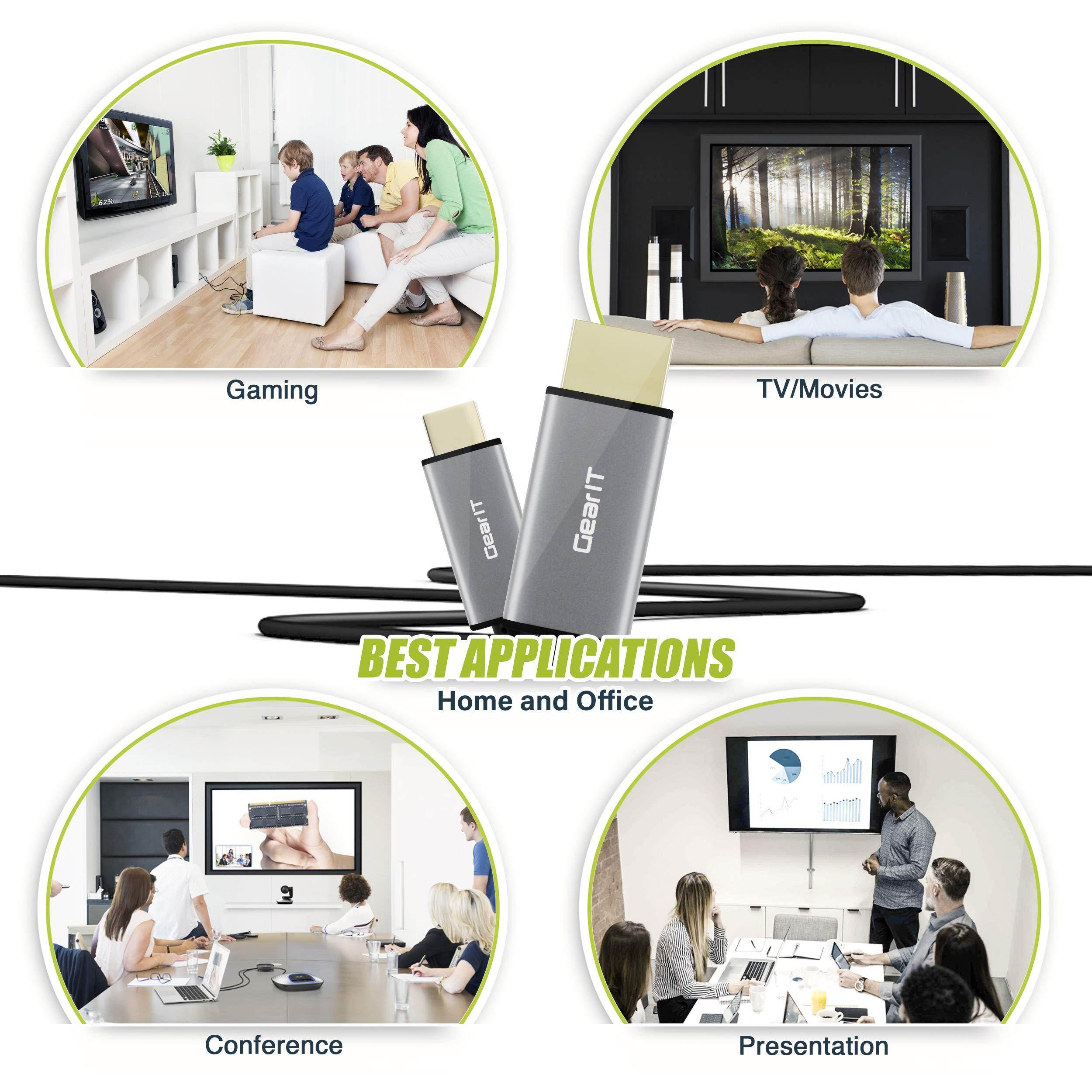 gearit 6ft usbc to hdmi cable thunderbolt 3 port compatible usb type c to hdmi cable 4k@60hz for macbook pro 2018/2017, macbook air, ipad pro 2018, surface book 2, samsung s10 and more, black