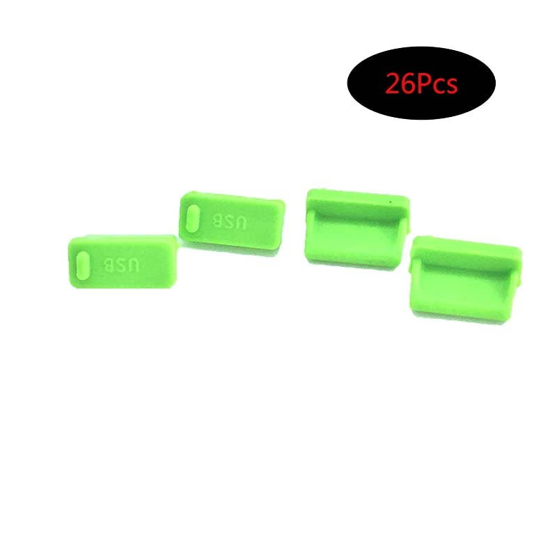 Rubber USB A Type Female Anti Dust Cover Protector Plugs Stopper Cover 26 Pcs Green