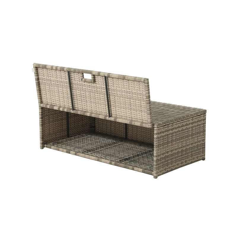 6pc Wicker Rattan Patio Sofa Set with Blue Cushions - Accent Furniture