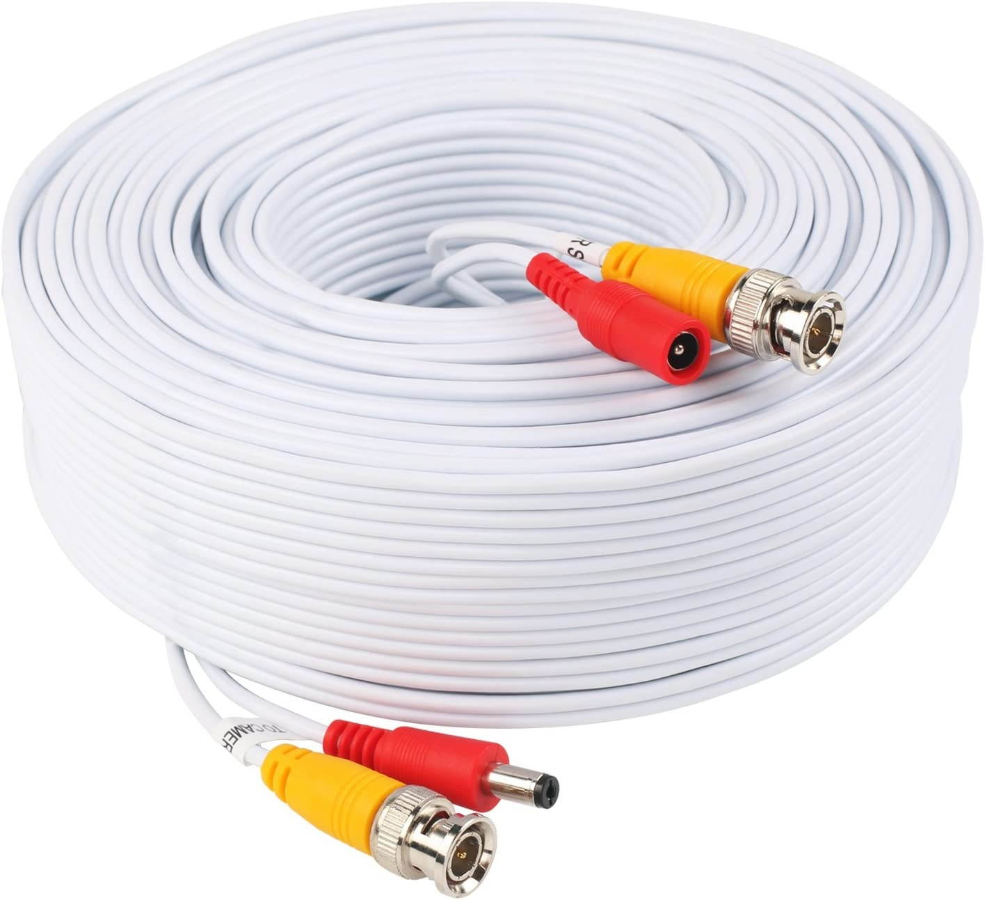 Postta BNC Video Power Cable (2 Pack 150 Feet) Pre-Made All-in-One Video Security Camera Cable Wire with Four Connectors for CCTV DVR Surveillance System